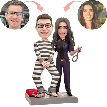 Cosplay de Pareja de Policía y Prisionero Muñecos Cabezones Personalizados Mueven la Cabeza